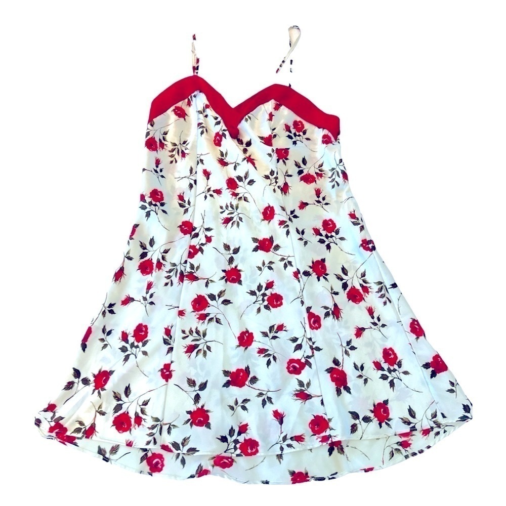 Vintage Y2K Coquette Satin Rose Print Slip Dress - Picture 4 of 12